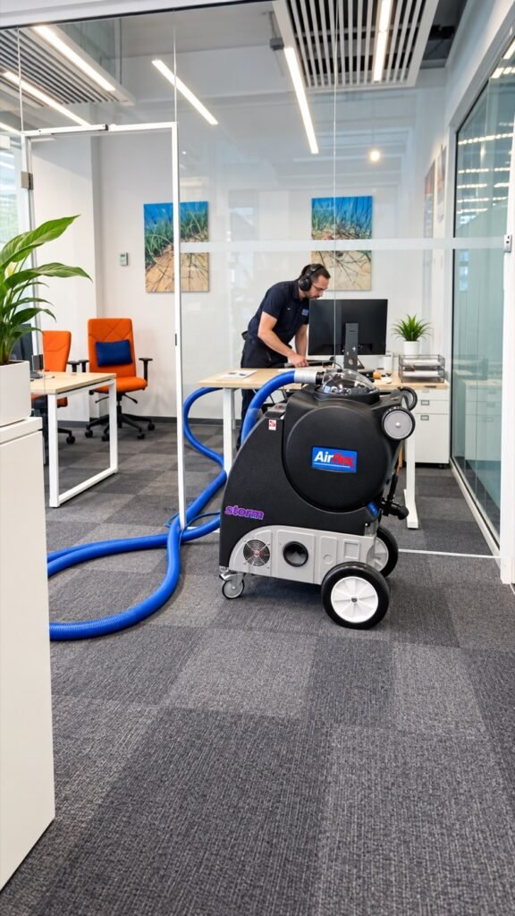 Airflex ekstraktorius ir valymo specialistas biuro patalpoje